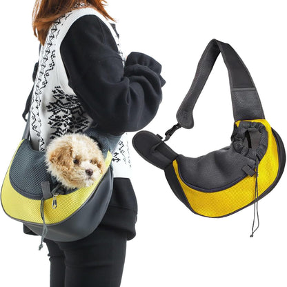FurFresh Pet Dog Sling Carrier Puppy Pet Slings Bag for Small Dogs Cats Satchel Carriers Breathable Mesh Hand Free with Adjustable Strap Doggie Crossbody for Outdoor Travel (Yellow Small <5 lbs) - FurFresh Home